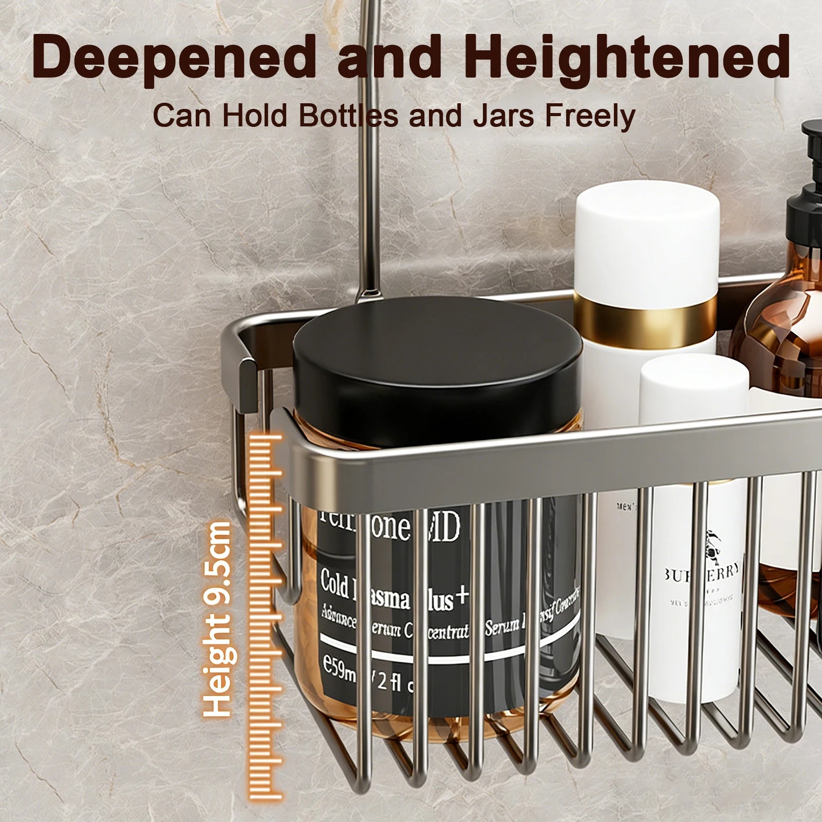Convenient Toilet Shower Rack with No Drilling Installation Bathroom Storage Aluminum Basket for Shower Room and Bath Products