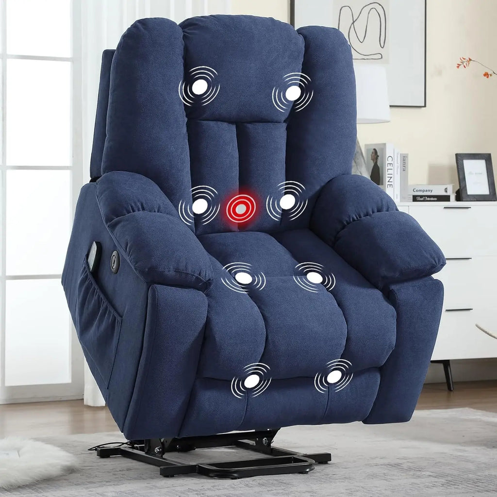 Large Power Lift Recliner with Massage, Heat & USB for Elderly,