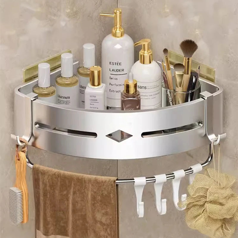 Wall Mount Toiletries Basket Storage Shelf Without Drilling Toilet Shower Shelf Bathroom Accessories Storage Unit For Bathroom