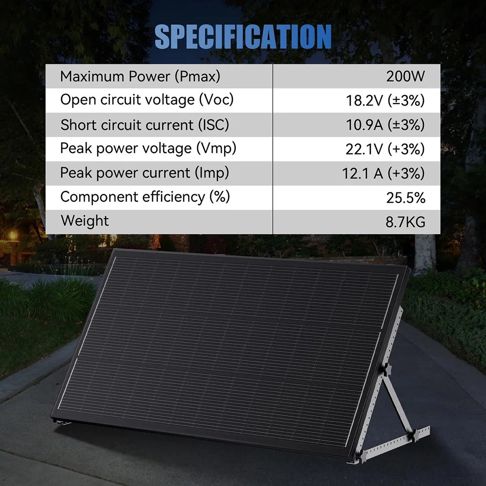 RVPOZWER 200W/400W/800W Solar Panels 18BB N-Type Mono Cells 25.5% High Efficiency PV Power for Home RV Charge Outdoor Off-Grid