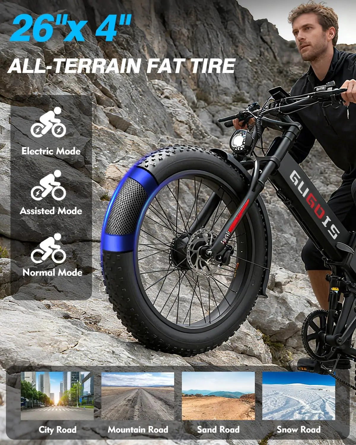 26x4.0" Fat Tire Folding Electric Bike for Adults, 3000W Peak Dual Motor Ebike for Men Women, 48V 23Ah Removable Battery (UV UL2849 && GCC Certified) ,Up to 31MPH & 60 Miles (PAS Mode), 7 Speed Gear, All Terrain Fast E Bike f