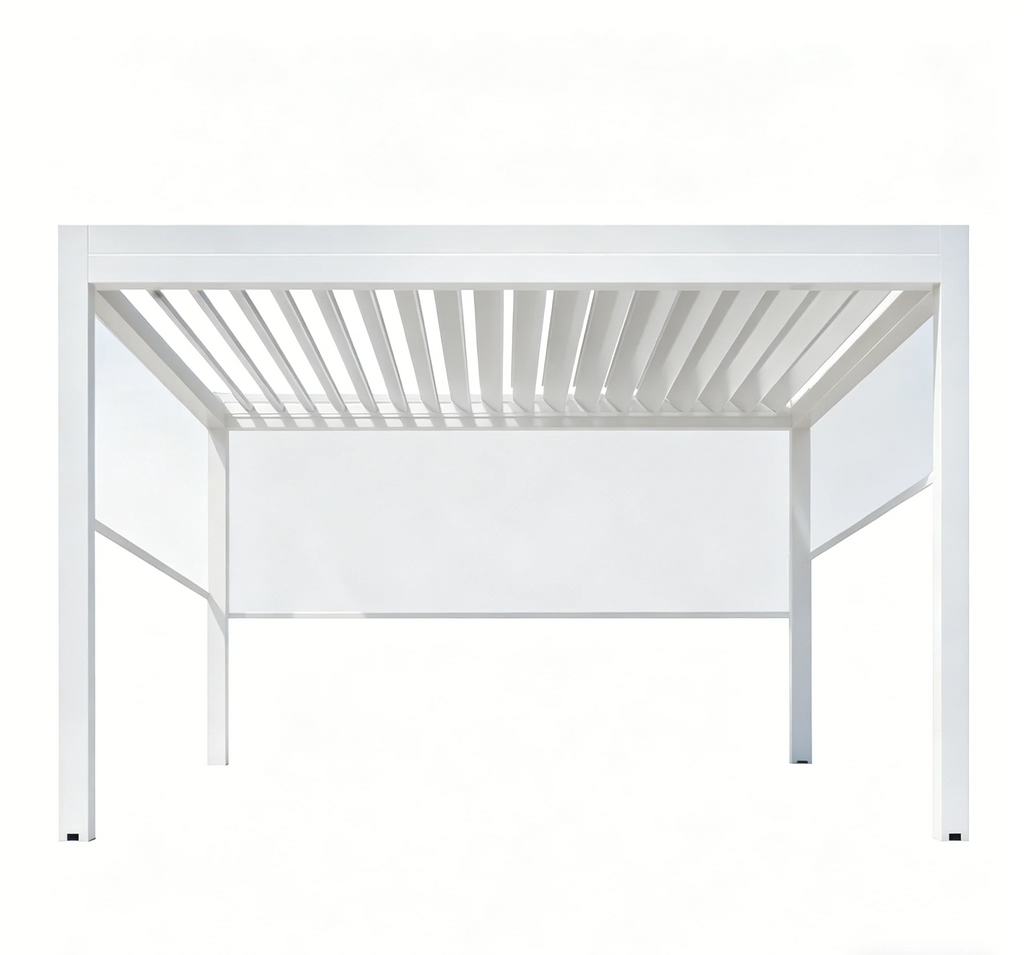 Home Garden Flip Top Aluminum Pergola, Rotatable Louvered Roof Gazebo,
