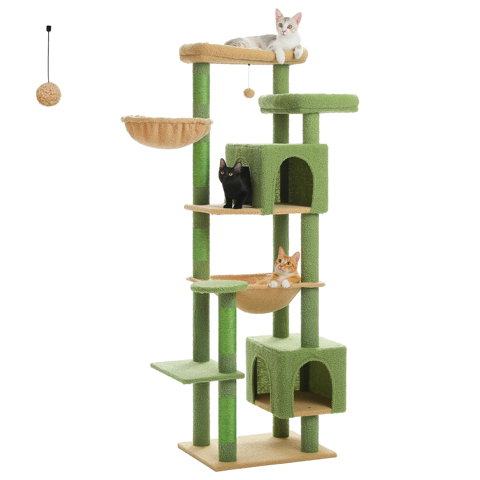 Tall Cat Tree for Indoor Cats Big Cat Tower with Super Large Hammock, Cat Climbing Tree with Scratching Posts Condo House