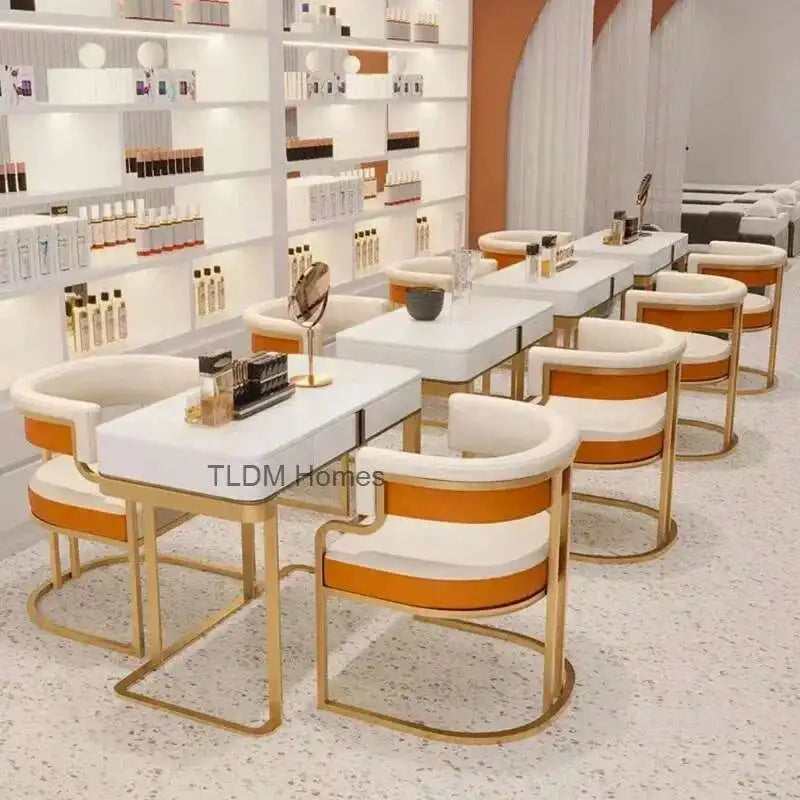 Luxury golden Dining Chairs, wrought Iron Backrest Armchair