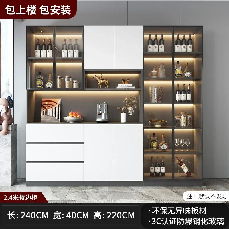 Large Modern Kitchen Pantry with Glass Doors and Drawers, Sideboard Buffet