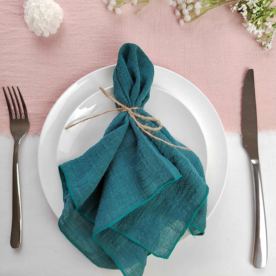 Set of 6  Terracotta Cloth Napkins, Cotton Factory Wholesale Fabric Serviette Gauze Table Towels