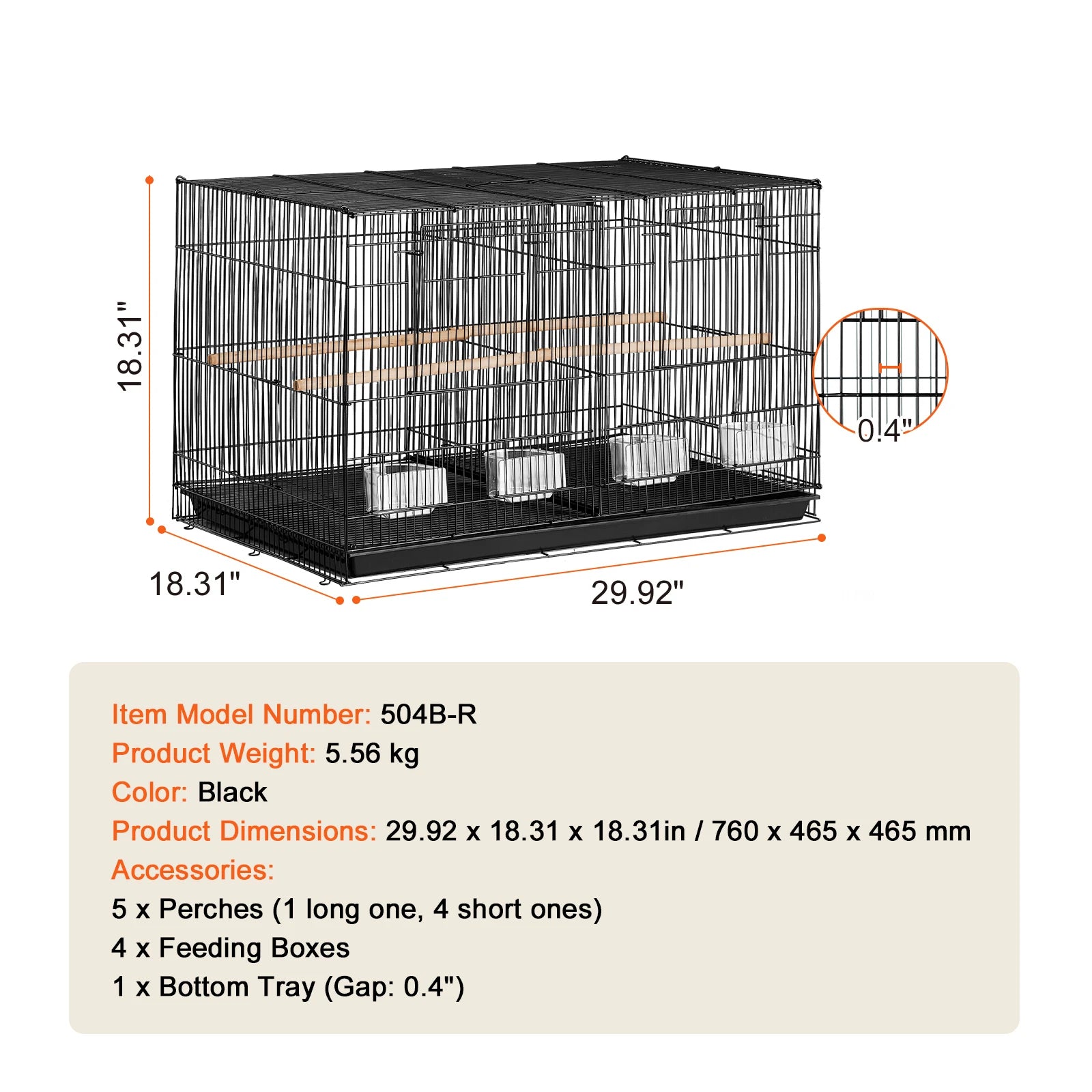 SucceBuy 30In Flight Bird Cage, Stackable Divided Small Travel Birdcage with Handle and Perche