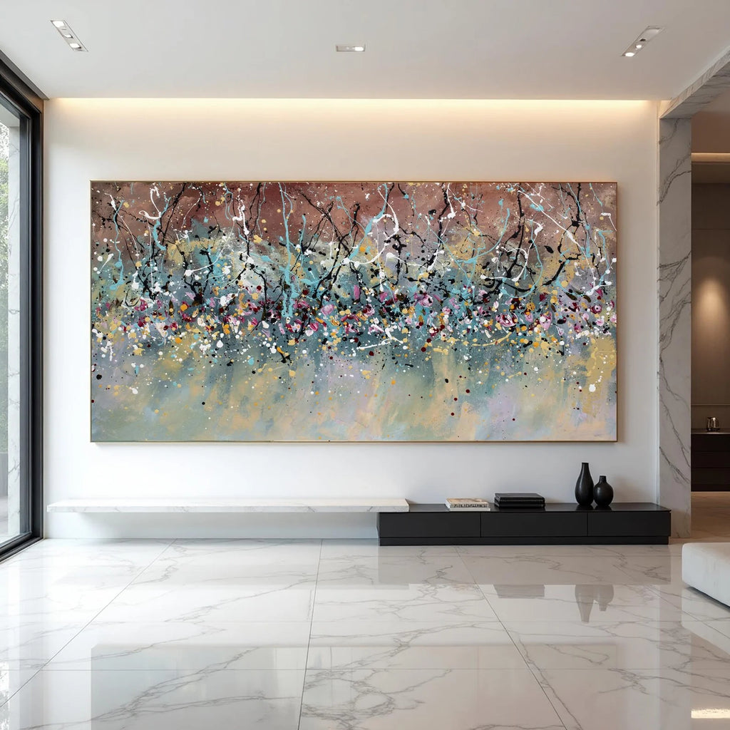 Hand Painted Jackson Pollock Style Abstract Drip Canvas Wall Art