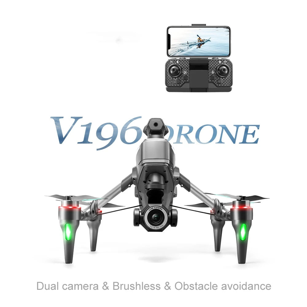 New V196 Drone 8K Professional HD Dual Camera Wifi 360° Obstacle Avoidance Brushless Foldable Quadcopter RC Drone Toy