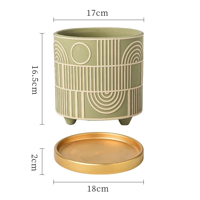 Simple Cylindrical Ceramic Flower Pot,, Succulent Plant Potted Garden Decoration