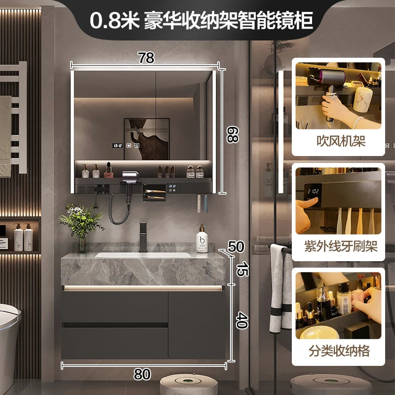 Simple Luxury Bathroom Washbasin Cabinets, Storage, Mirrors