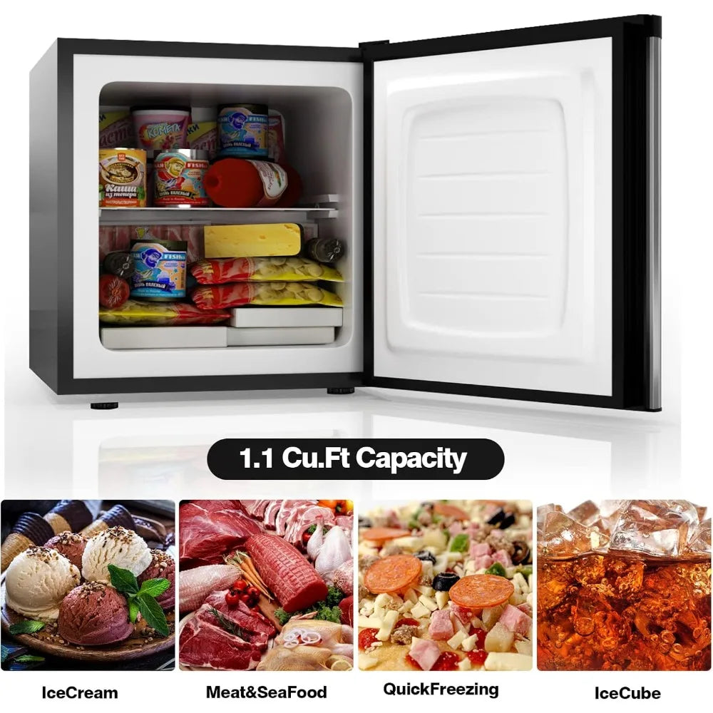 Small Upright Freezer 1.1 Cu Ft Stainless Steel Single Door