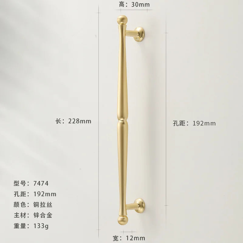 French-style Golden Wardrobe Door Handle Copper-finish, Single-hole Drawer Knob,