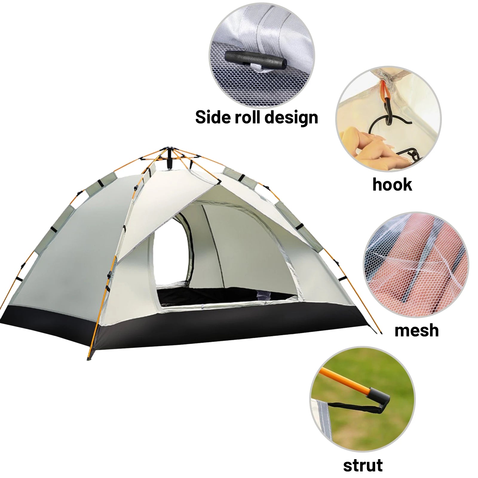 Small Silver Compact Auto-Tent - Quick 60-Second Setup Sunshade for 3-4 People,