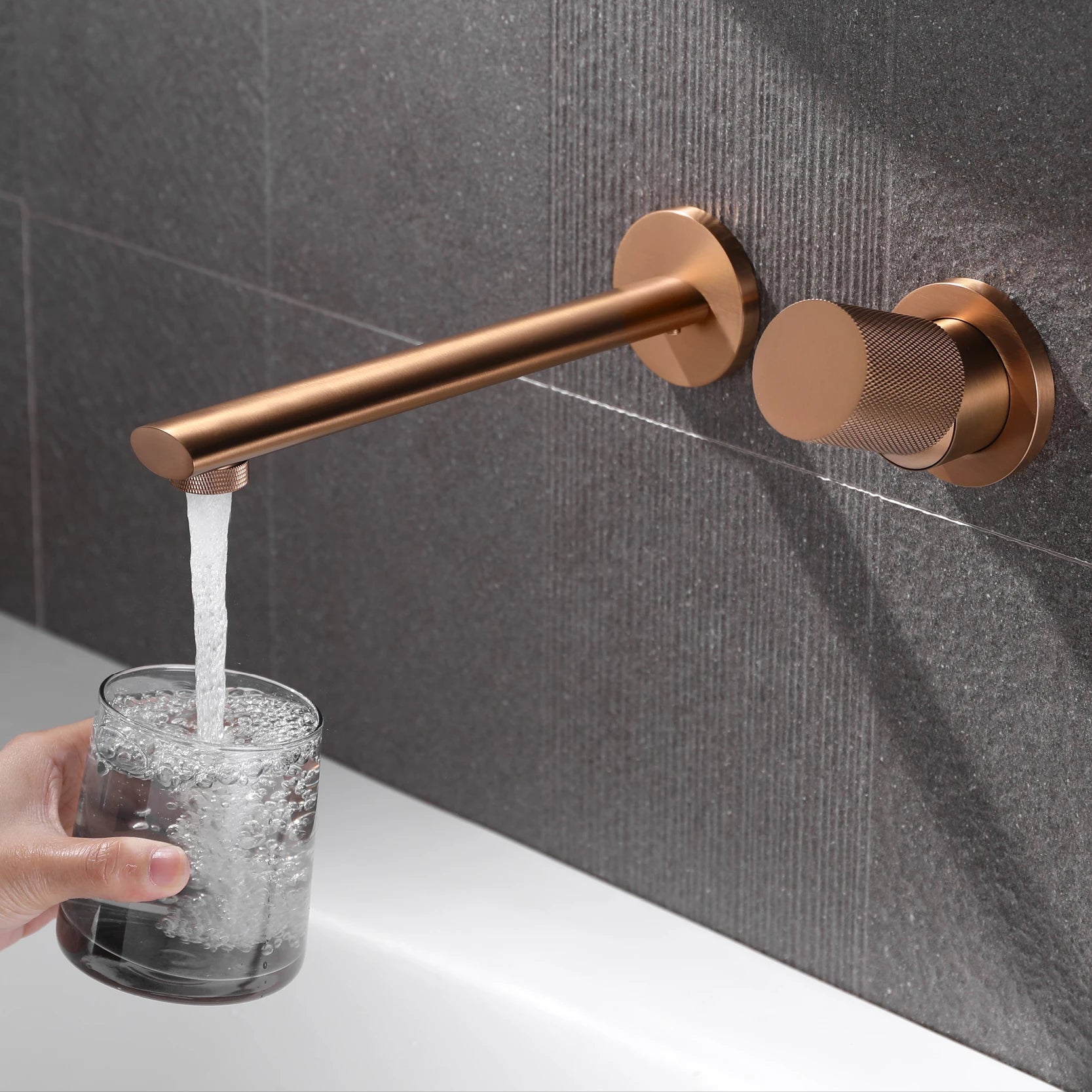 Luxury Brass Wall Mounted Bathroom Faucet with Single Handle and 2-Hole Modern Design, Six Finishes.
