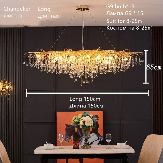 Nordic Luxury Gold LED Crystal Chandelier