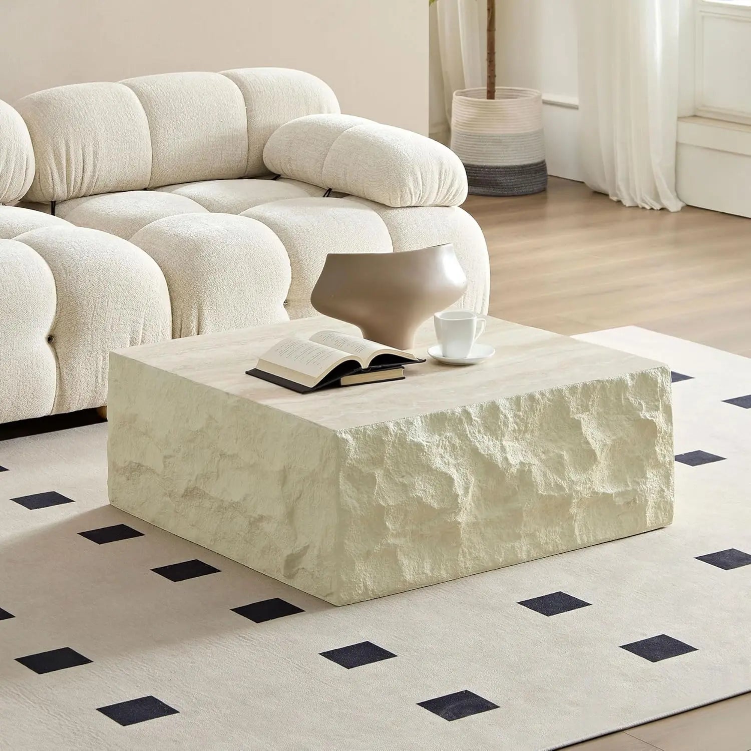 Modern Coffee Table with Silver Stainless Steel Pedestal, Oval Living Room Table with Faux Marble Top