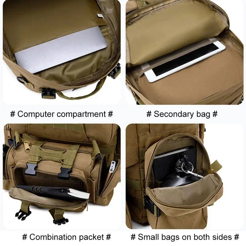 50L Tactical Backpack, Waterproof 4 In1 Molle Sport Tactical Bag
