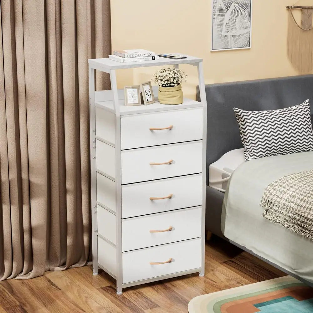 5-Tier Metal and Wood Storage Unit with Open Shelf