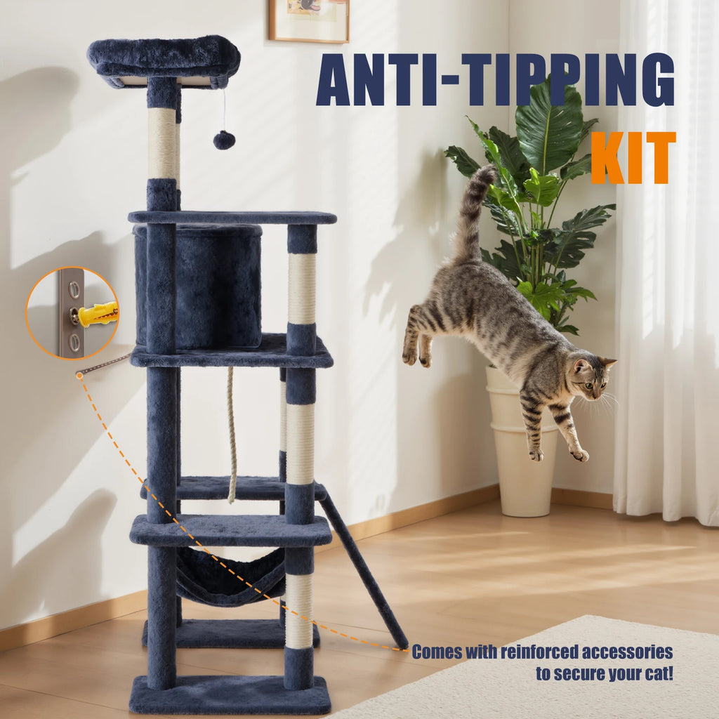 JHK 63In Cat Tree, Tall Multi-Cat Climbing Tower