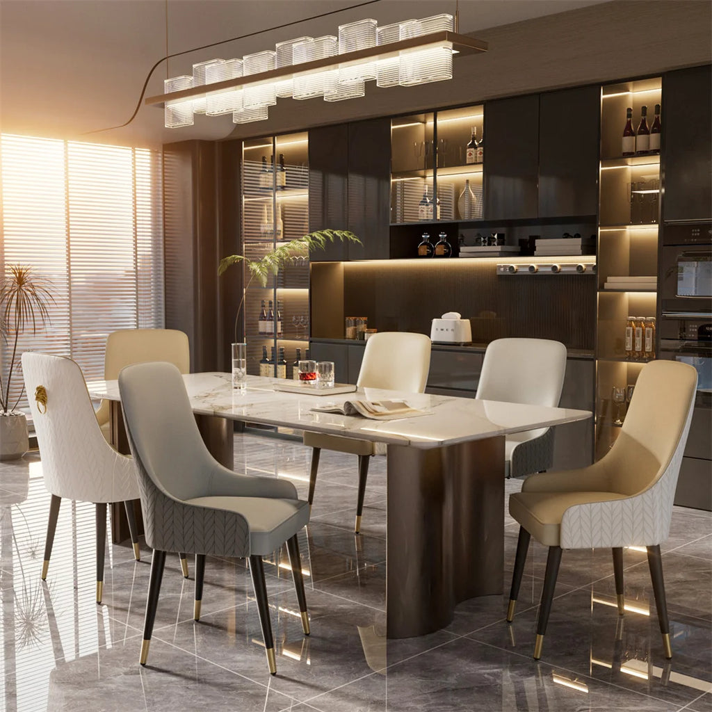 LUVODI Dining Chairs Set of 2 Luxury Microfiber Leather Leisure Chair with Lion Knocker Kitchen Table Chairs for Restaurant