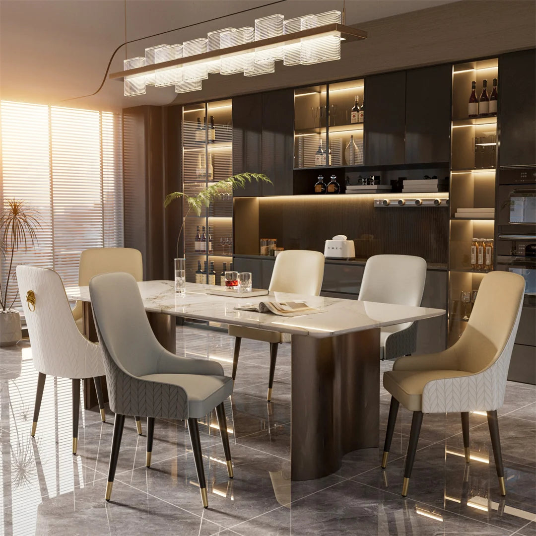 LUVODI Dining Chairs Set of 2 Luxury Microfiber Leather Leisure Chair with Lion Knocker Kitchen Table Chairs for Restaurant