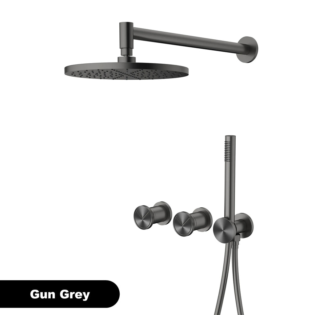 Minimalist Brown Brass Wall Mounted Rainfall Bathroom Shower System Double Handle Hot Cold Mixer Tap Adjustable Water Flo