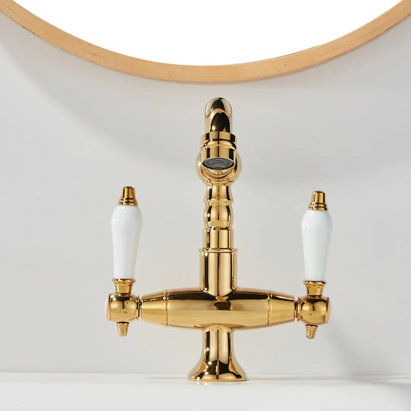 Basin Faucets, Gold Brass Bathroom Faucets