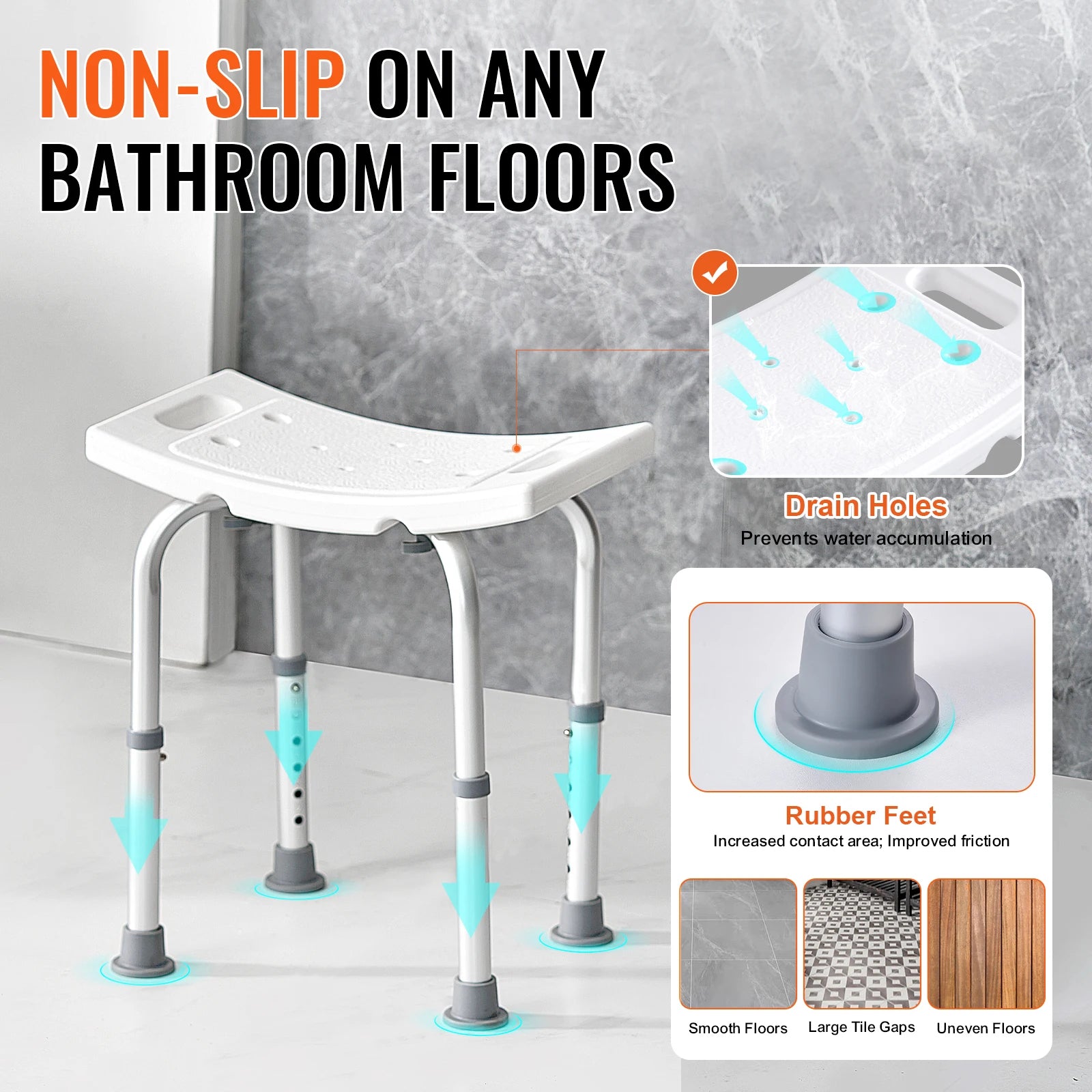 SucceBuy Shower Stool with Built-in Handles