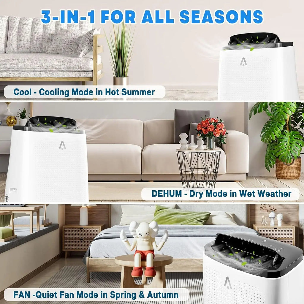 3-In-1 Portable Air Conditioner, 14000 BTU (9300 BTU SACC) AC Unit | Cooling, Dehumidifier & Fan, 3 Speeds, 24H Timer, Remote
