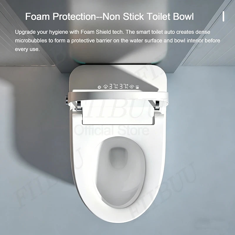 Luxury Smart Toilet Built In Water Tank Toilet Heated Seat Elongated Toilet Blackout Food flush Night Light Built-in Bidet Seat