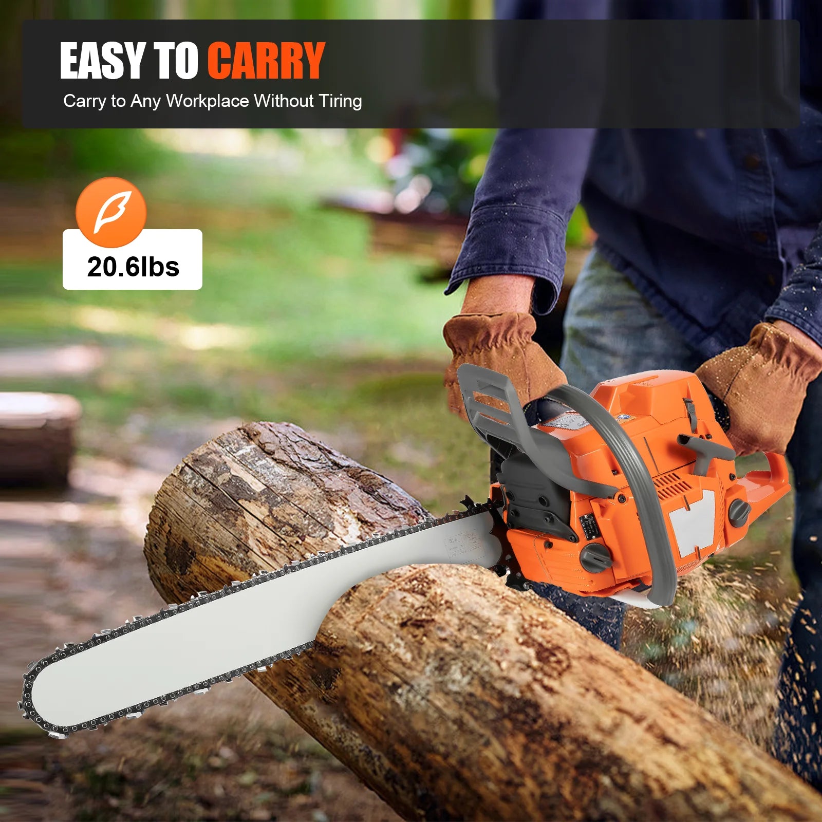 Gas Chainsaw, 71.8CC 3.9KW 2800RPM 24in Alloy Guide Bar Manganese Steel Quenched Chain Petrol Logging Saw