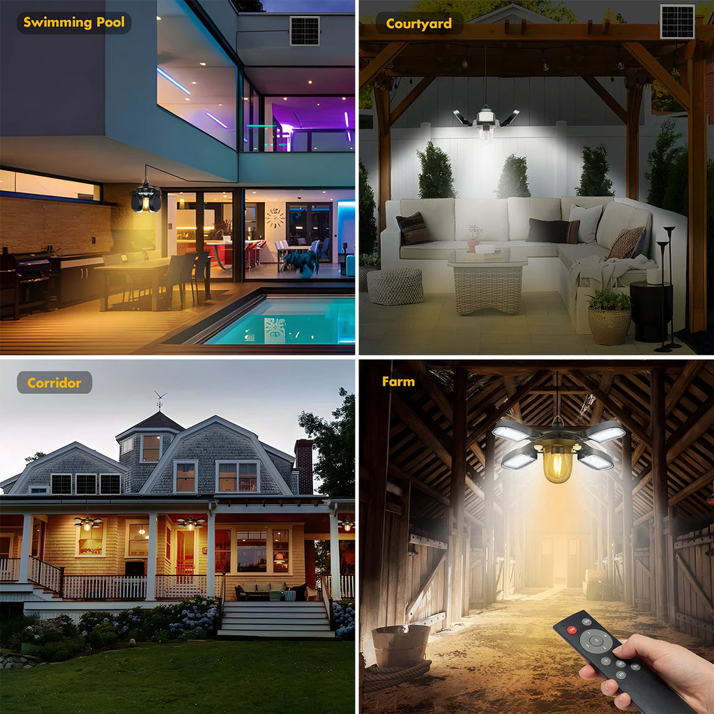 192led Solar Powered Light for Indoor and Outdoor, 1000LM Dual Motion Sensor Solar Pendant Light