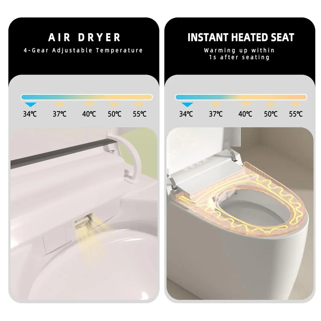 Elongated Smart Toilet with Built in Bidet, Heated Seat,Smart Toilets Bidet Seat 1.28 GPF, Tankless Design,, Customized