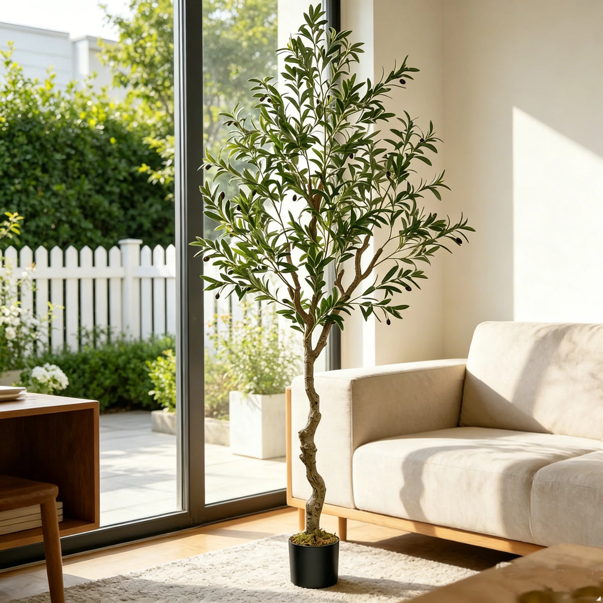 5/6/7/8 Olive Trees Artificial Indoor Faux Olive Tree with Black Pot