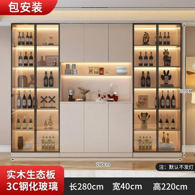 Large Modern Kitchen Pantry with Glass Doors and Drawers, Sideboard Buffet