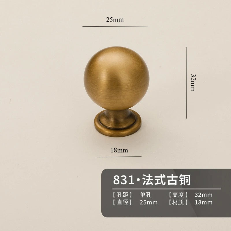 Vintage Style Brass Handles, Bronze Single-Hole Small Knobs