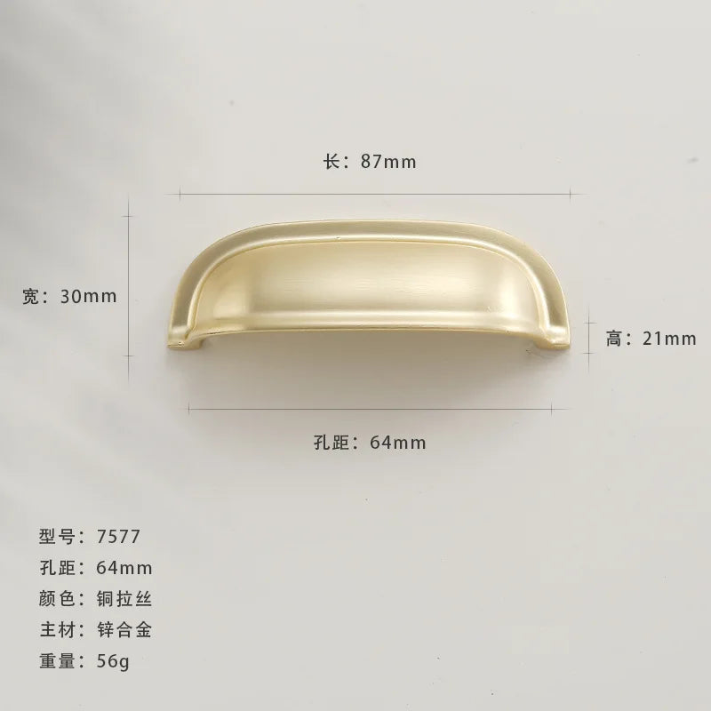 French-style Golden Wardrobe Door Handle Copper-finish, Single-hole Drawer Knob,