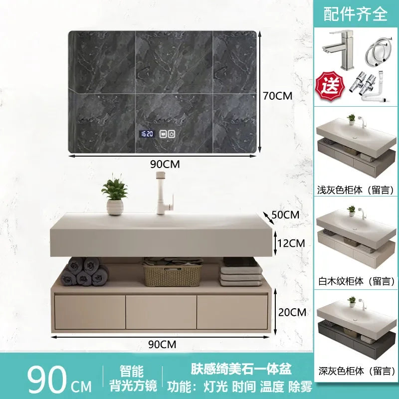 Modern Integrated Bathroom Vanity Washstand Basin, Combined Cabinet