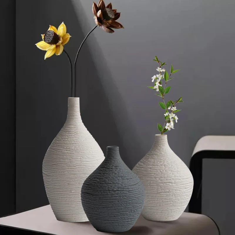 Simple Ceramic Vase Decoration for Home, Nordic Luxury Narrow Mouth Flower Pot