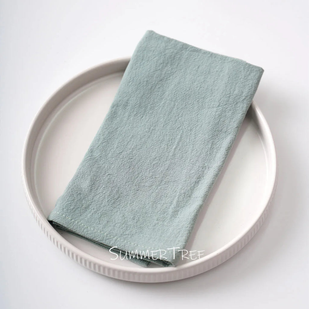 10 Pack 40x40cm Napkins, Washed Cotton Cloth Plain Vintage Style Soft Tea Towels, Place Mats