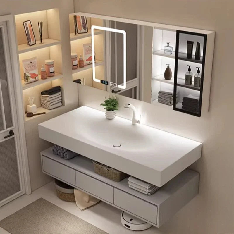 Modern Integrated Bathroom Vanity Washstand Basin, Combined Cabinet