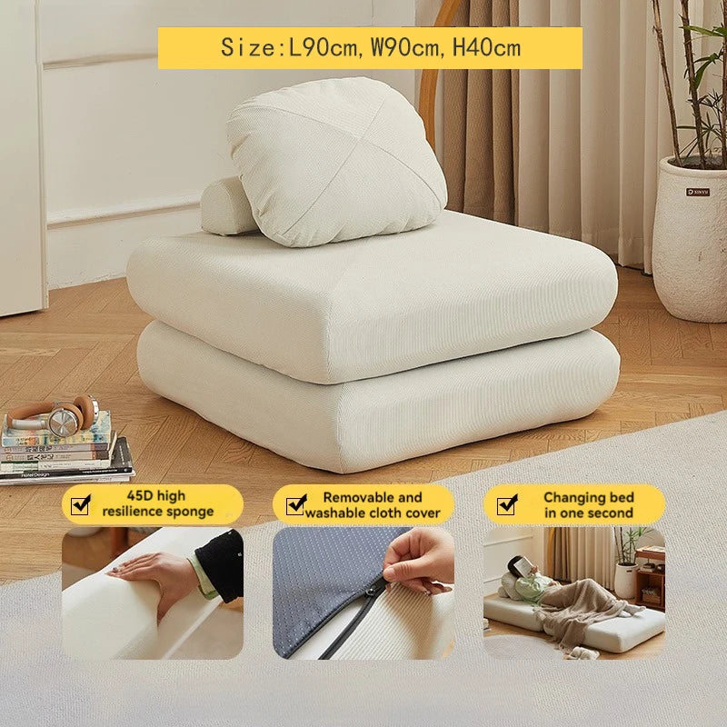 Fabric single, small-sized living room folding dual-use sofa, sofa bed