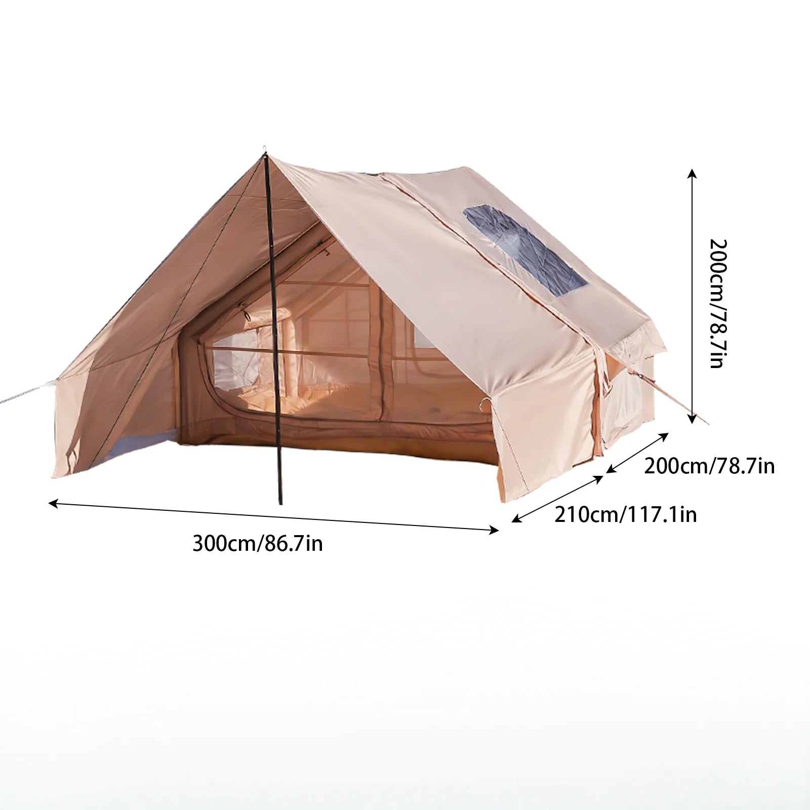 Large Inflatable Camping Tent with Skylight, Quick Air-Flow & Breathable Mesh Design.