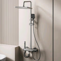 Bathroom Aluminum Gunmetal Gray Shower Set, Hot and Cold Water Multifunctional Piano Keys