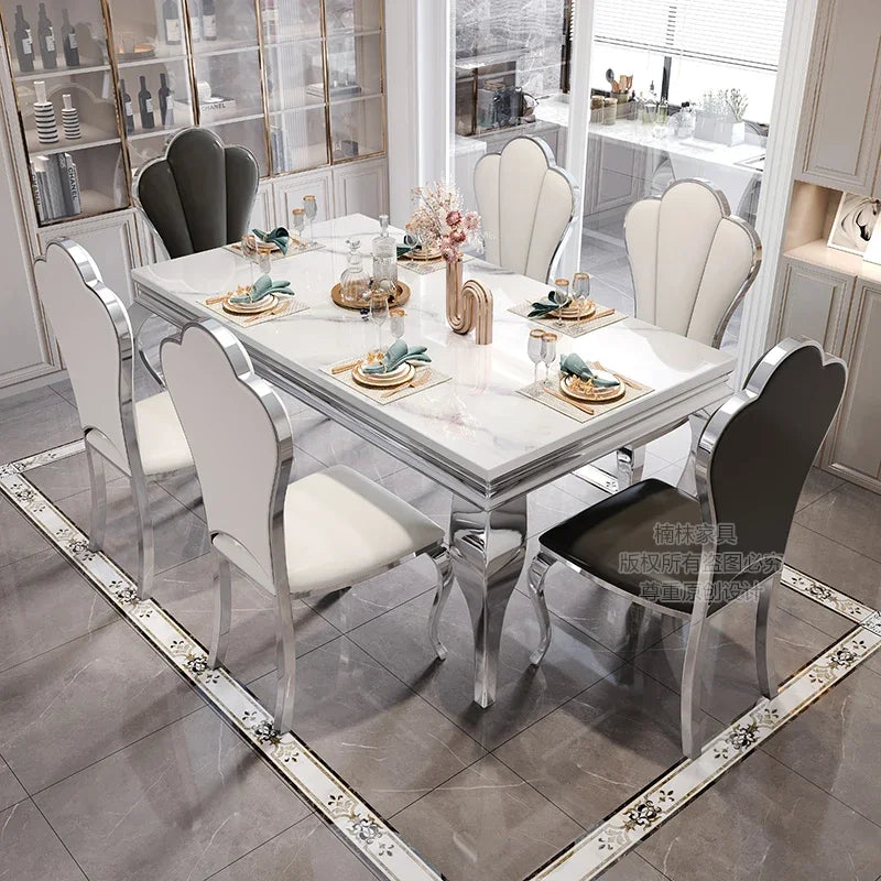 Marble Luxury Dining Table, Unique Gold Individual White Italian Dining Table