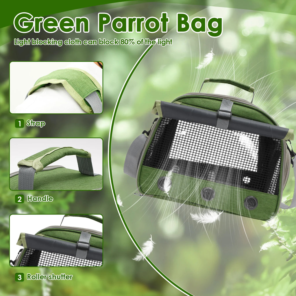Portable Bird Cage Parrot Carrier with Tray Travel Clear Window Bird Pet Backpack for Parakeet Lovebird Cockatiel Travel Bag