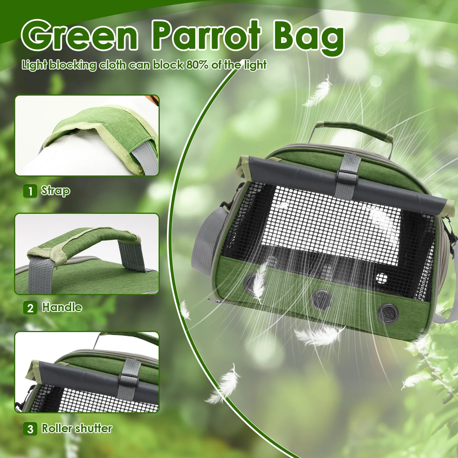 Portable Bird Cage Parrot Carrier with Tray Travel Clear Window Bird Pet Backpack for Parakeet Lovebird Cockatiel Travel Bag