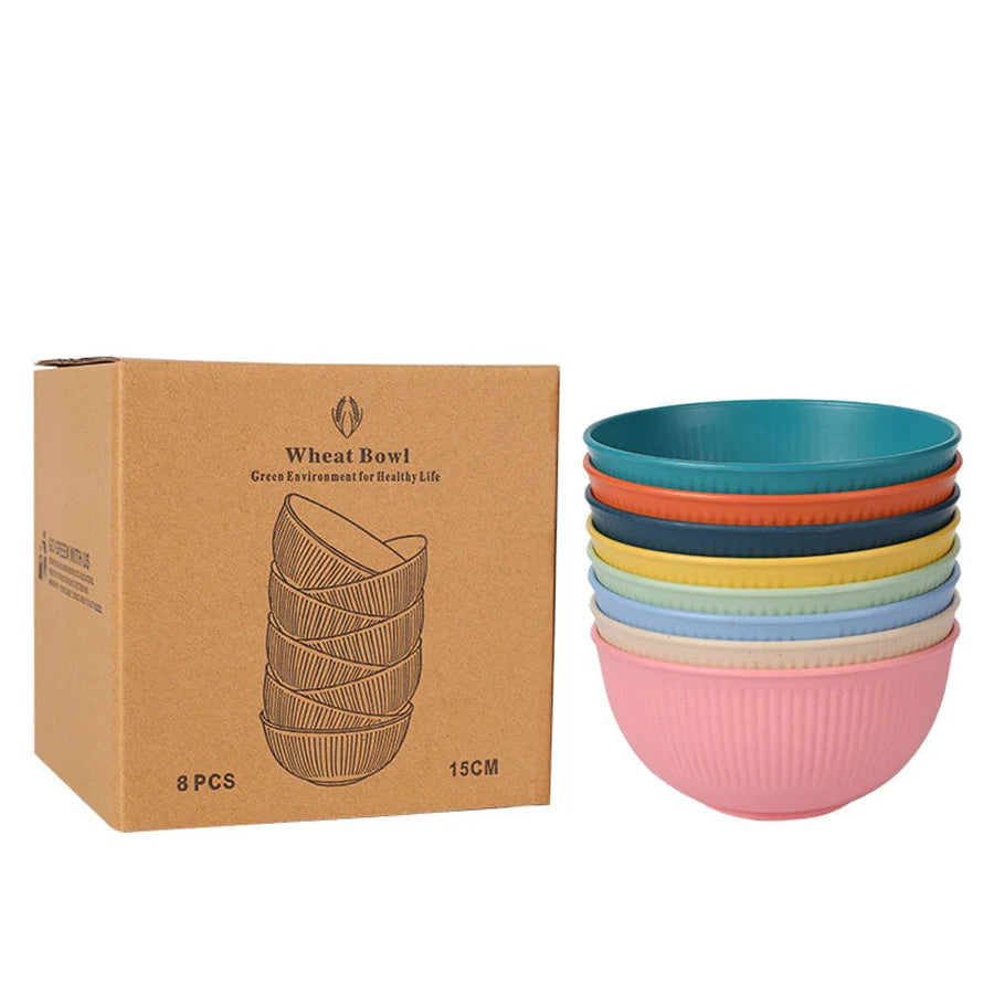 Wheat Straw Dinnerware Set Eco-friendly Safety Plates Cups Bowels, Tableware Set for Outdoor Camping
