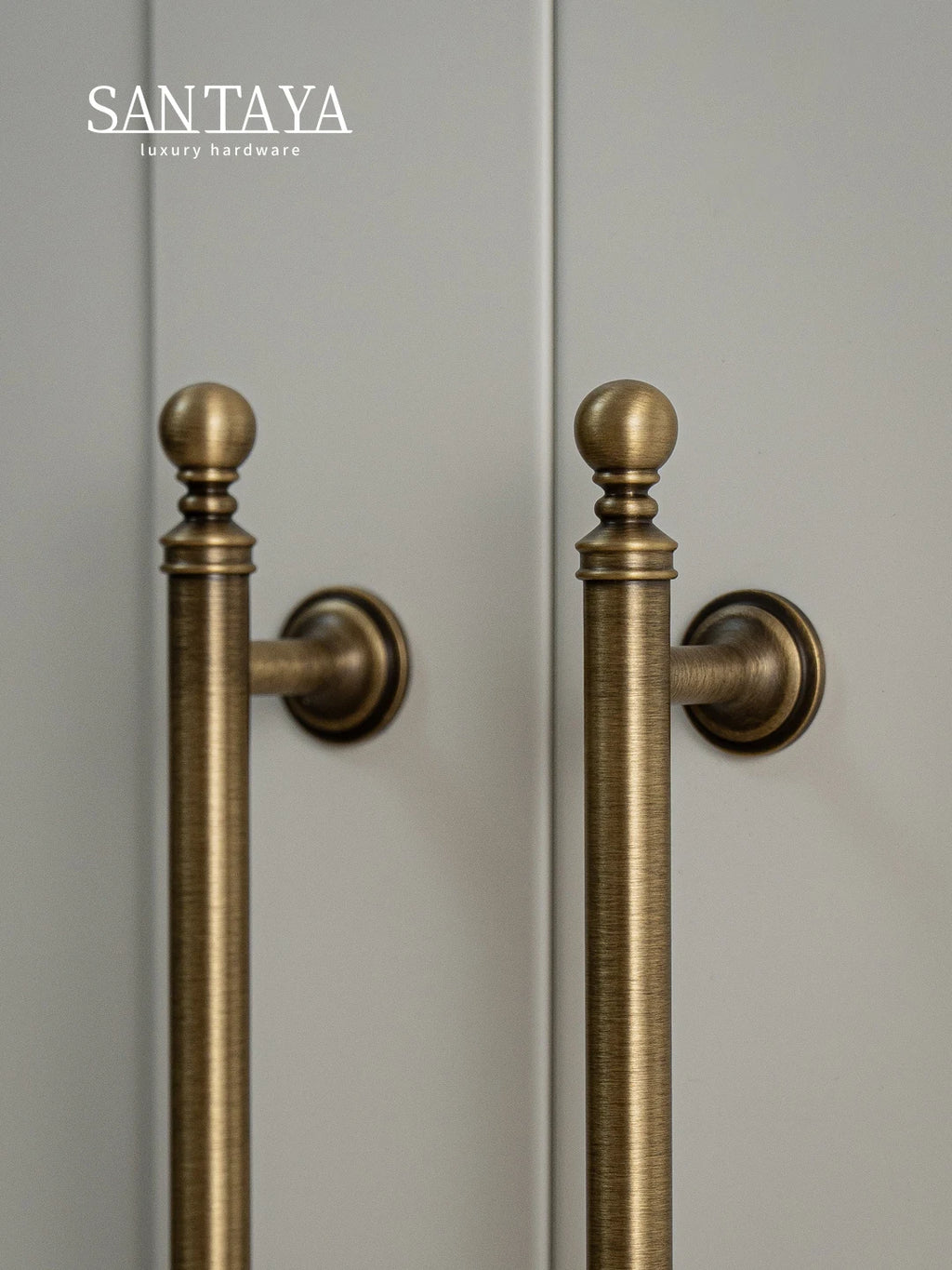 Santaya Brushed Antique Brass Handles for Kitchen Cabinets Wardrobes Drawers and Furniture Cabinets Long Handle T-bar Pulls